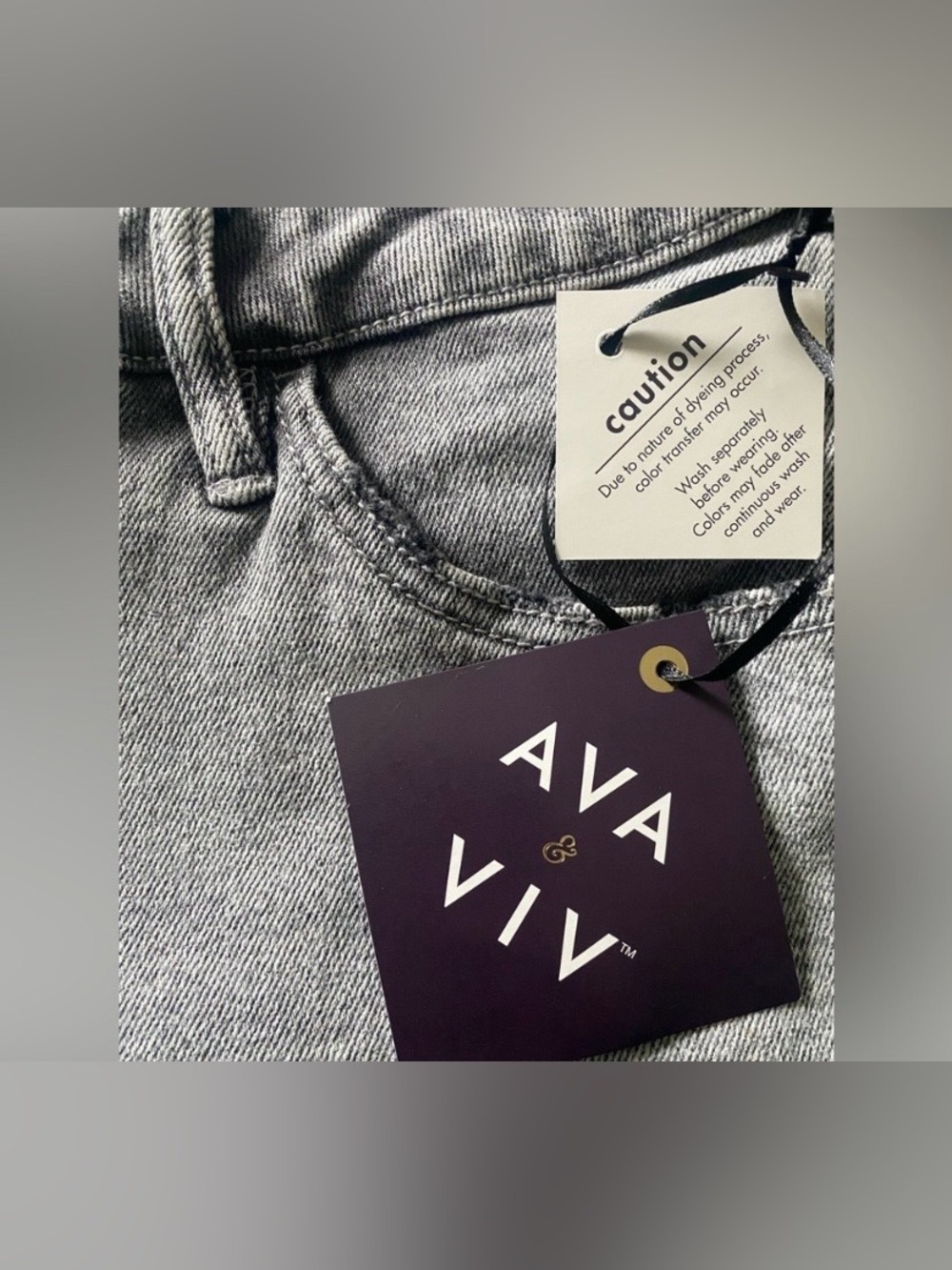 Ava & Viv Plus 18W Gray Acid Wash Bermuda Denim Shorts Raw Hem High Rise - Picture 6 of 7